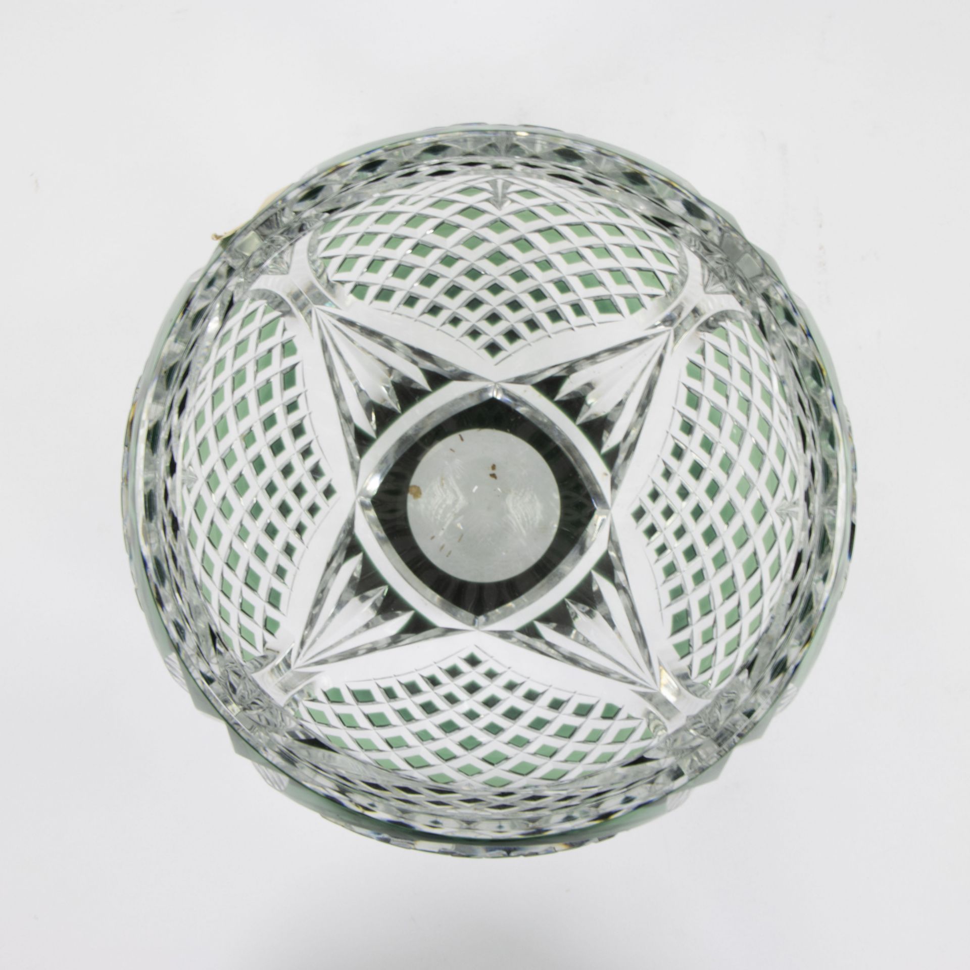Val Saint Lambert double cut green cristal vase, signed VSL and numbered 63/1411 - Bild 5 aus 7