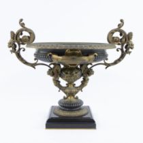 Napoleon III coupe in marble with bronze mounts decorated with lion heads, angels and satyrs