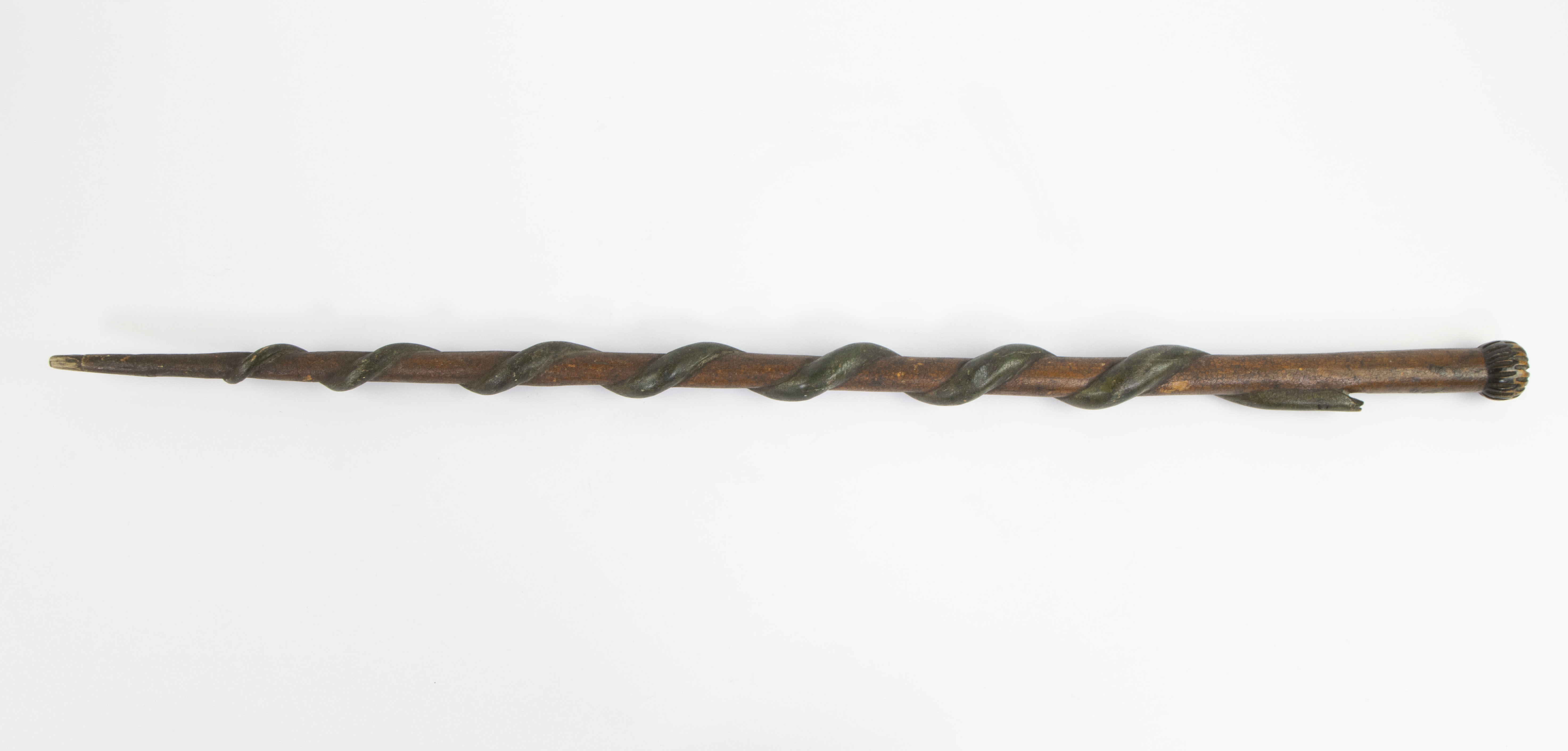 Antique wooden walking stick twisted with a snake - Image 3 of 3