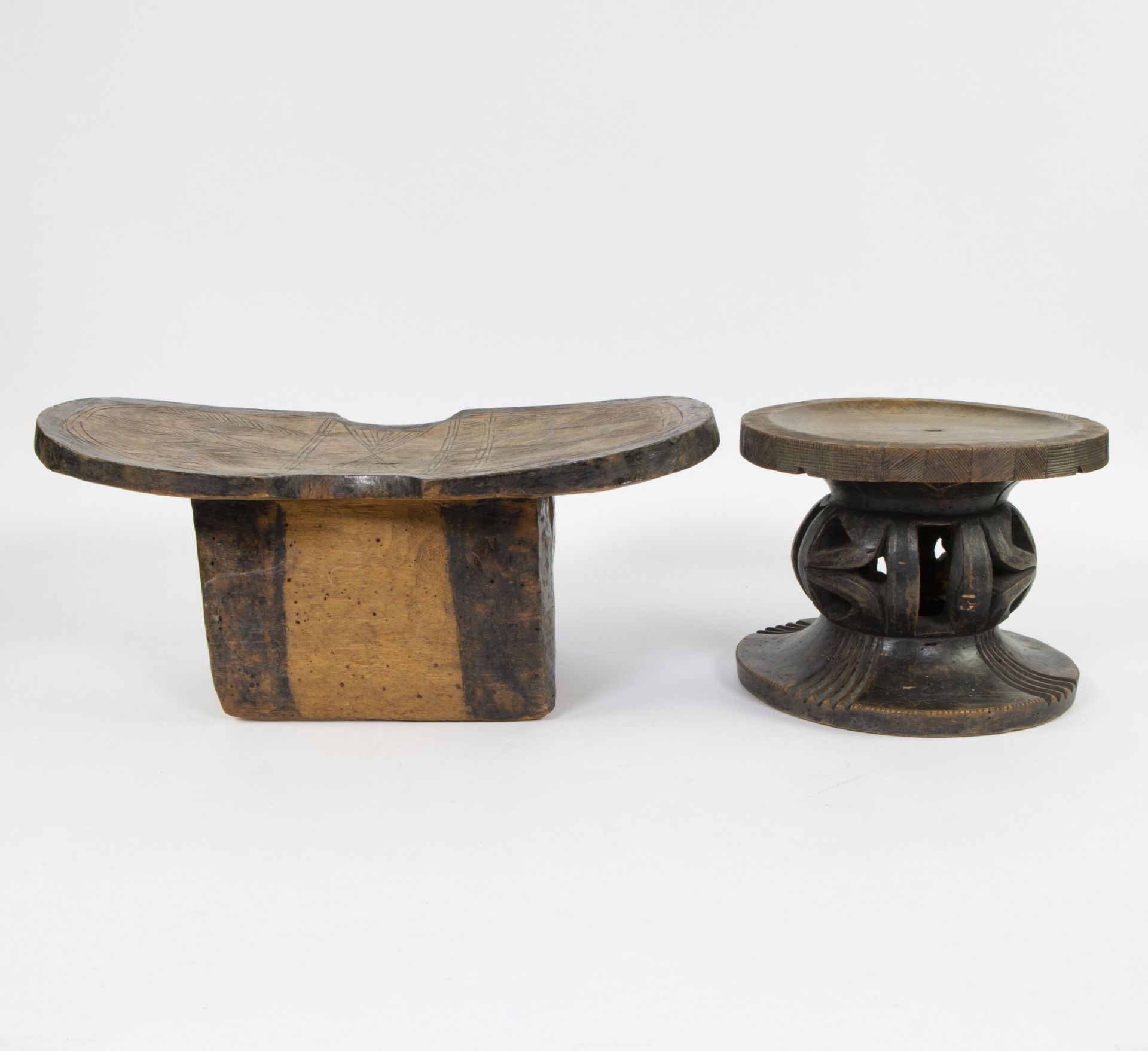 2 African stools including Mangbetu (portable on the belt) Democratic Republic of Congo - Bild 3 aus 5