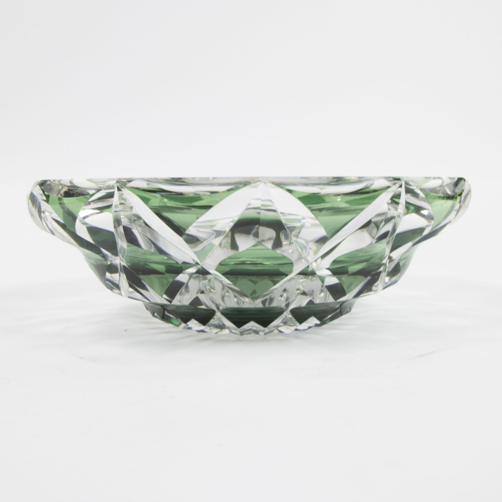 Val Saint Lambert double cut green crystal bowl, signed - Bild 2 aus 8