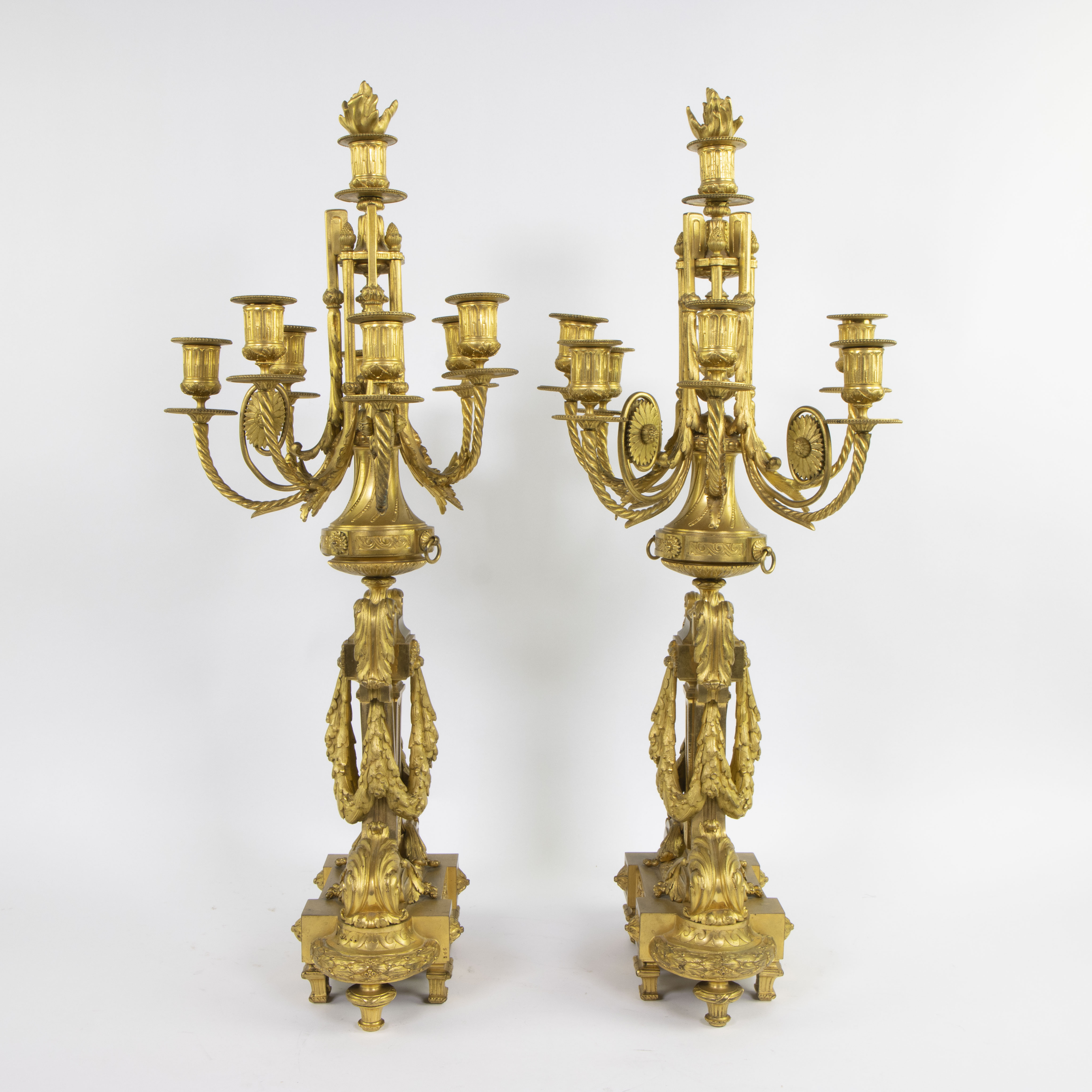 Mantel clock and candlesticks style Louis XV in gilded bronze Napoleon III period "Oudin in Marseill - Image 9 of 11