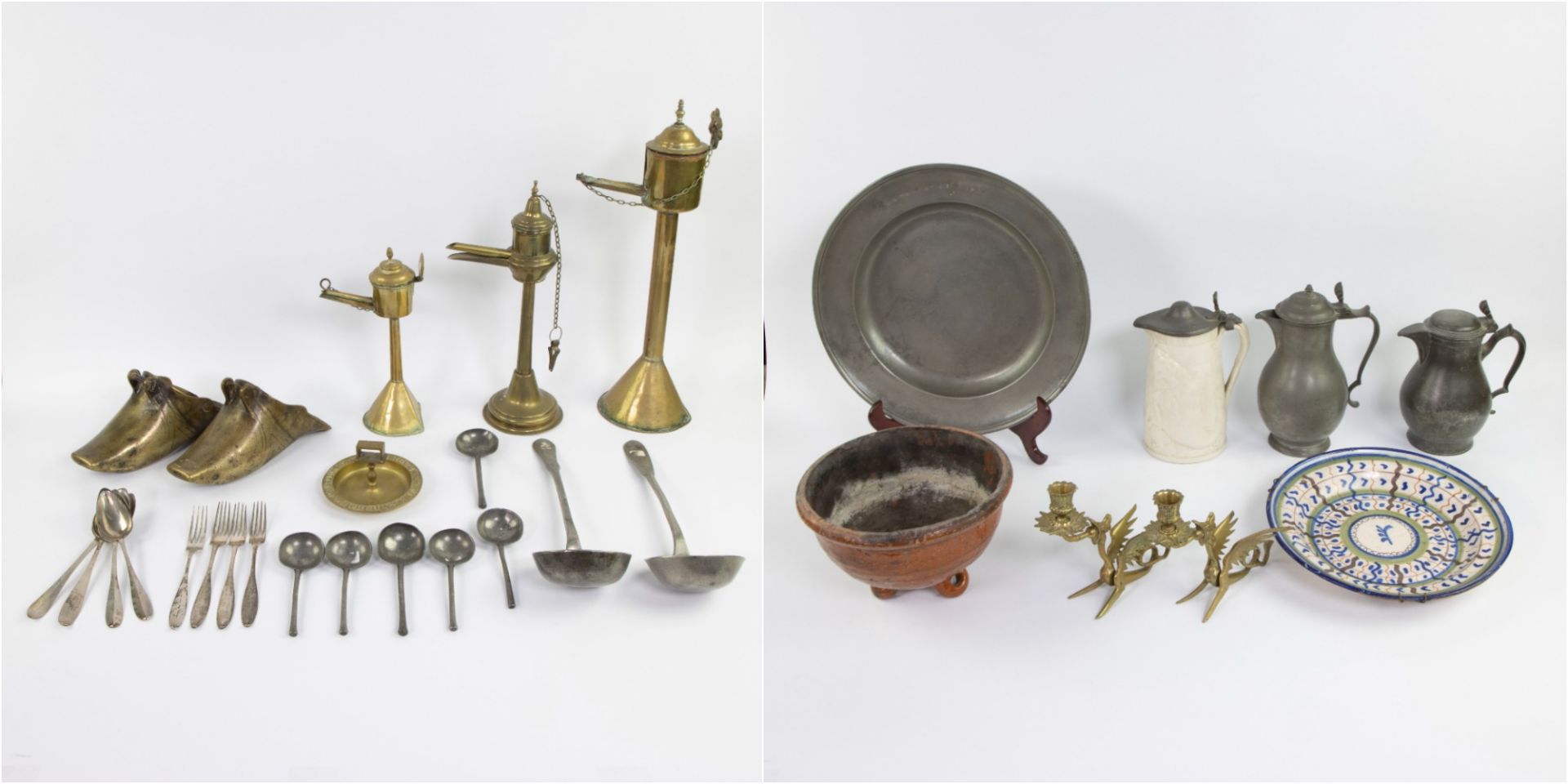 Lot of tin, pottery, copper and brass