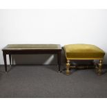 Lot of English sofa and castle footstool with velvet seat
