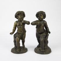 Pair of bronze putti, not signed