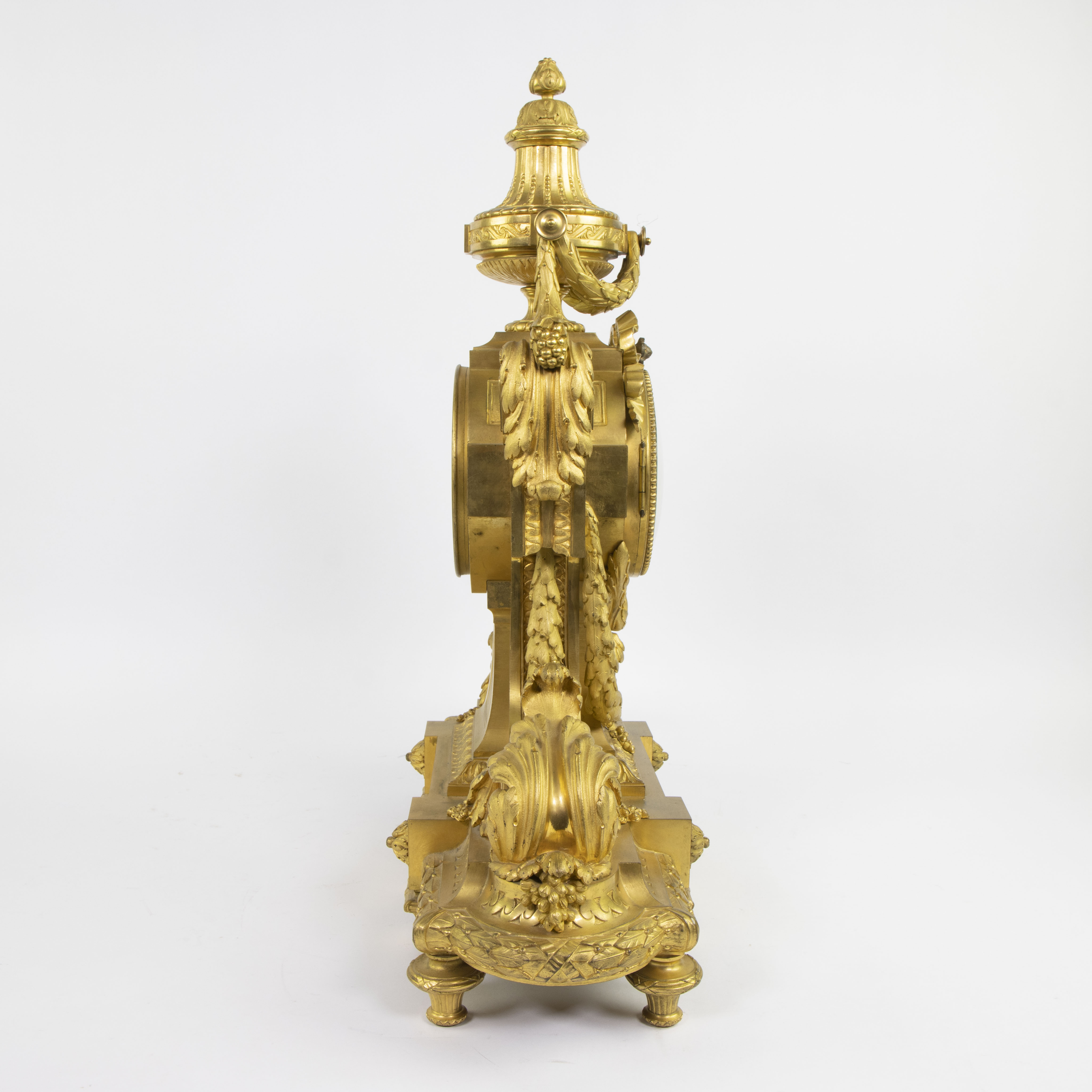 Mantel clock and candlesticks style Louis XV in gilded bronze Napoleon III period "Oudin in Marseill - Image 7 of 11