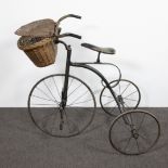 Antique vintage tricycle with wicker basket circa 1920