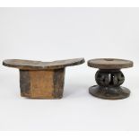 2 African stools including Mangbetu (portable on the belt) Democratic Republic of Congo