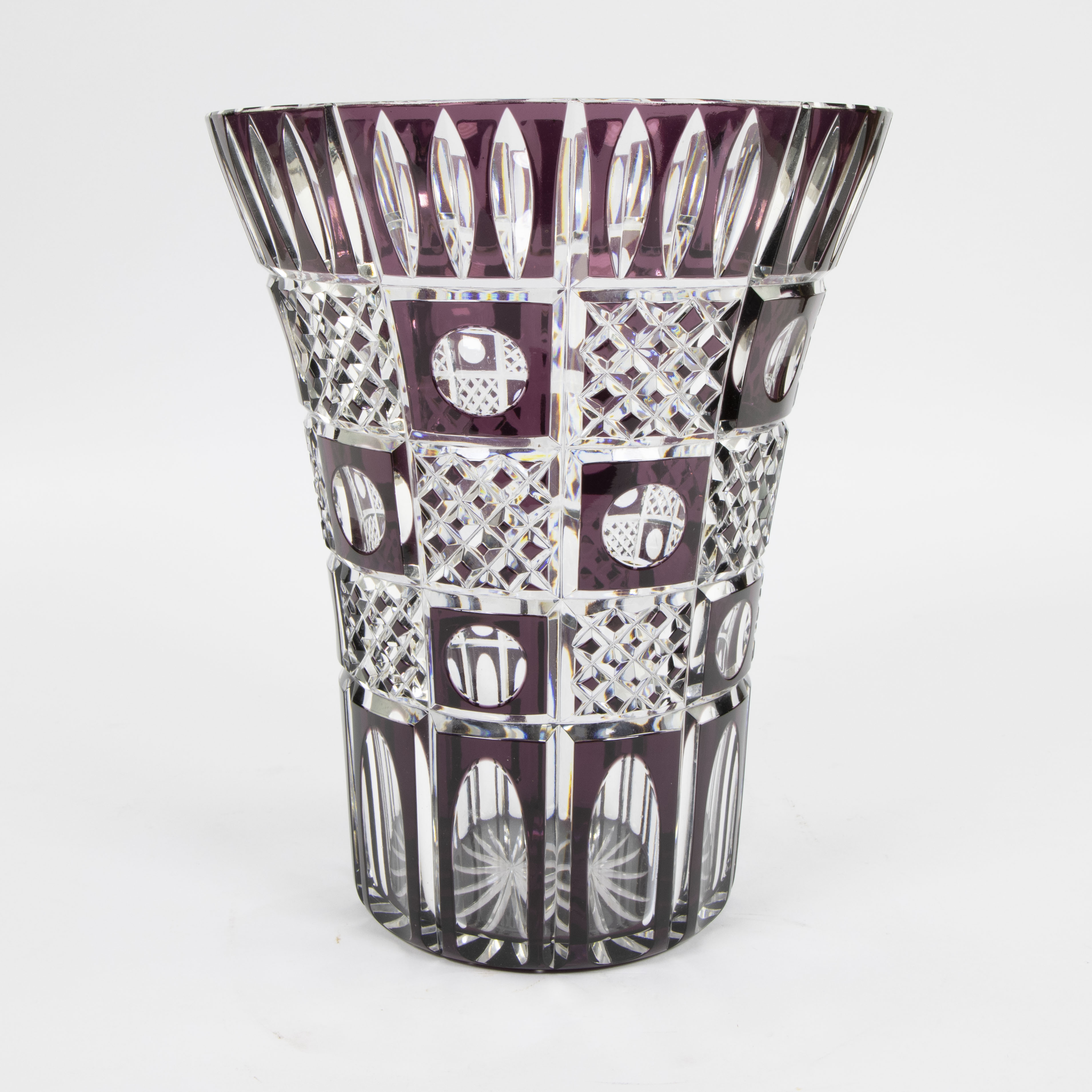 Val Saint Lambert Art Deco double cut crystal vase 1950s - Image 2 of 6