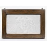 Plaster bas relief Retour du travail, signed, signed L. De Visch