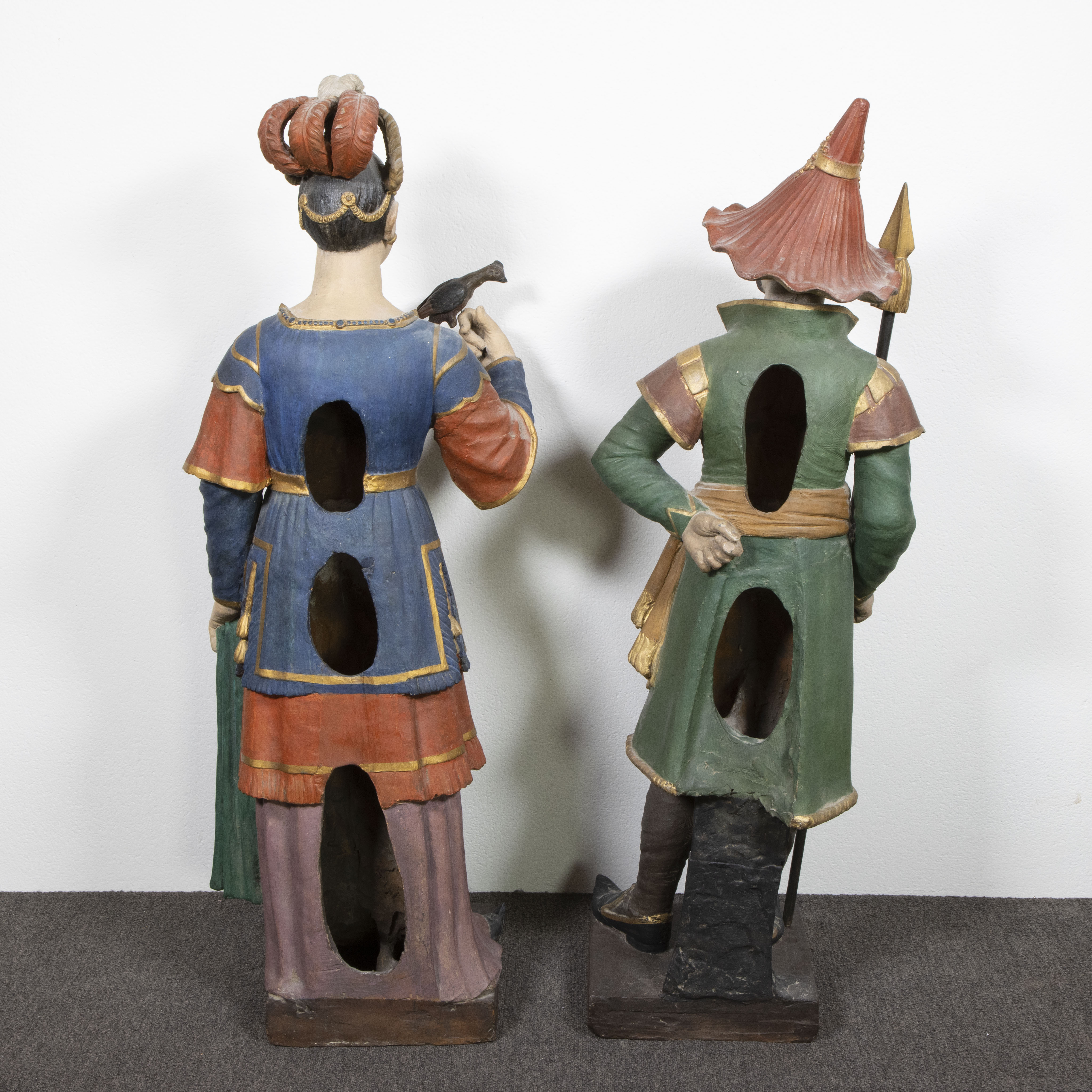 Terracotta garden statues with original polychromy from the orangery of the castle of Eksaarde. The - Image 3 of 4