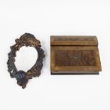 19th century mahogany writing box and mirror in Ghent-made ceramics