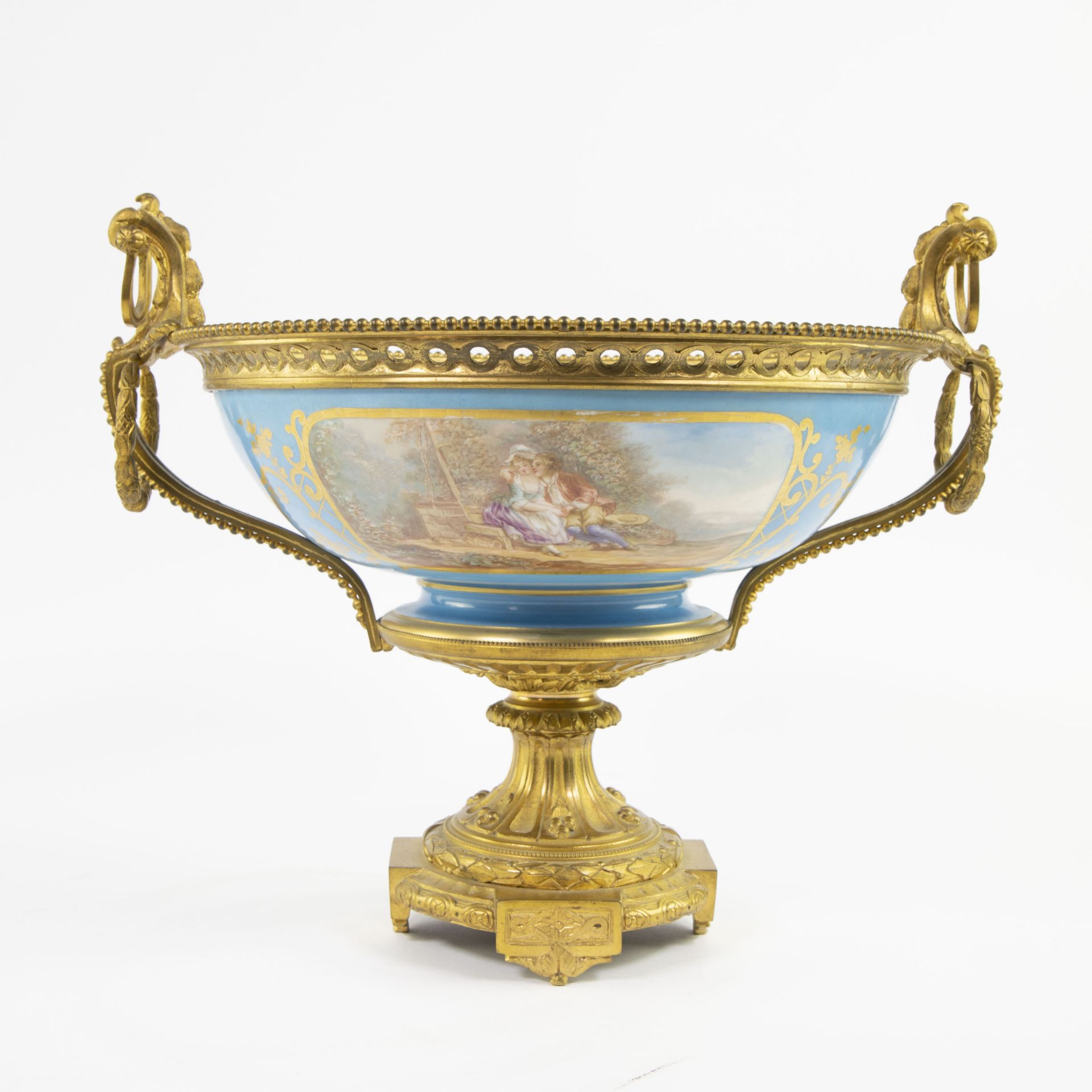 Napoleon III Sévres porcelain centerpiece coupe in gilded bronze , France 1870 - Bild 5 aus 9