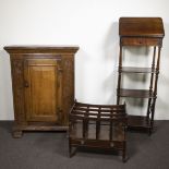 Collection of a mahogany reading book and bookshelf and an oak oak single door wardrobe