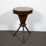 English side table with twisted legs and marquetry (chess game)