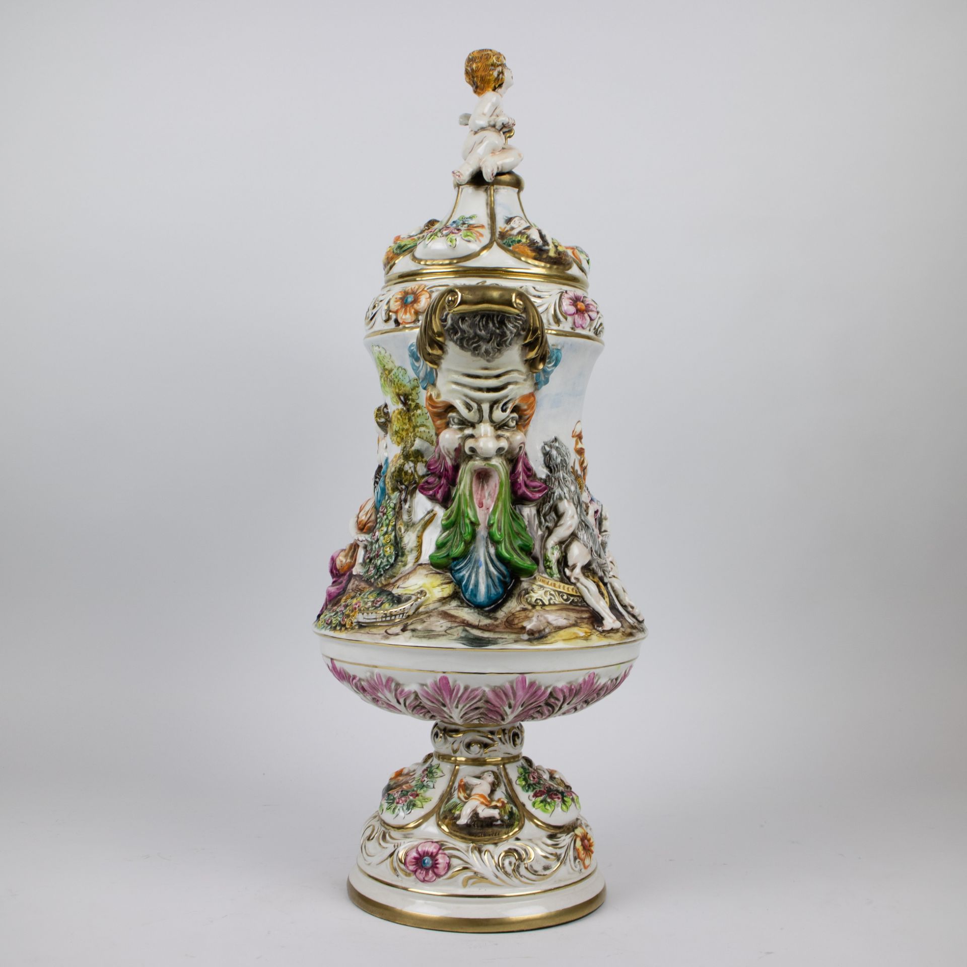 Richly decorated decorative jug Capo di Monti, marked - Bild 11 aus 14