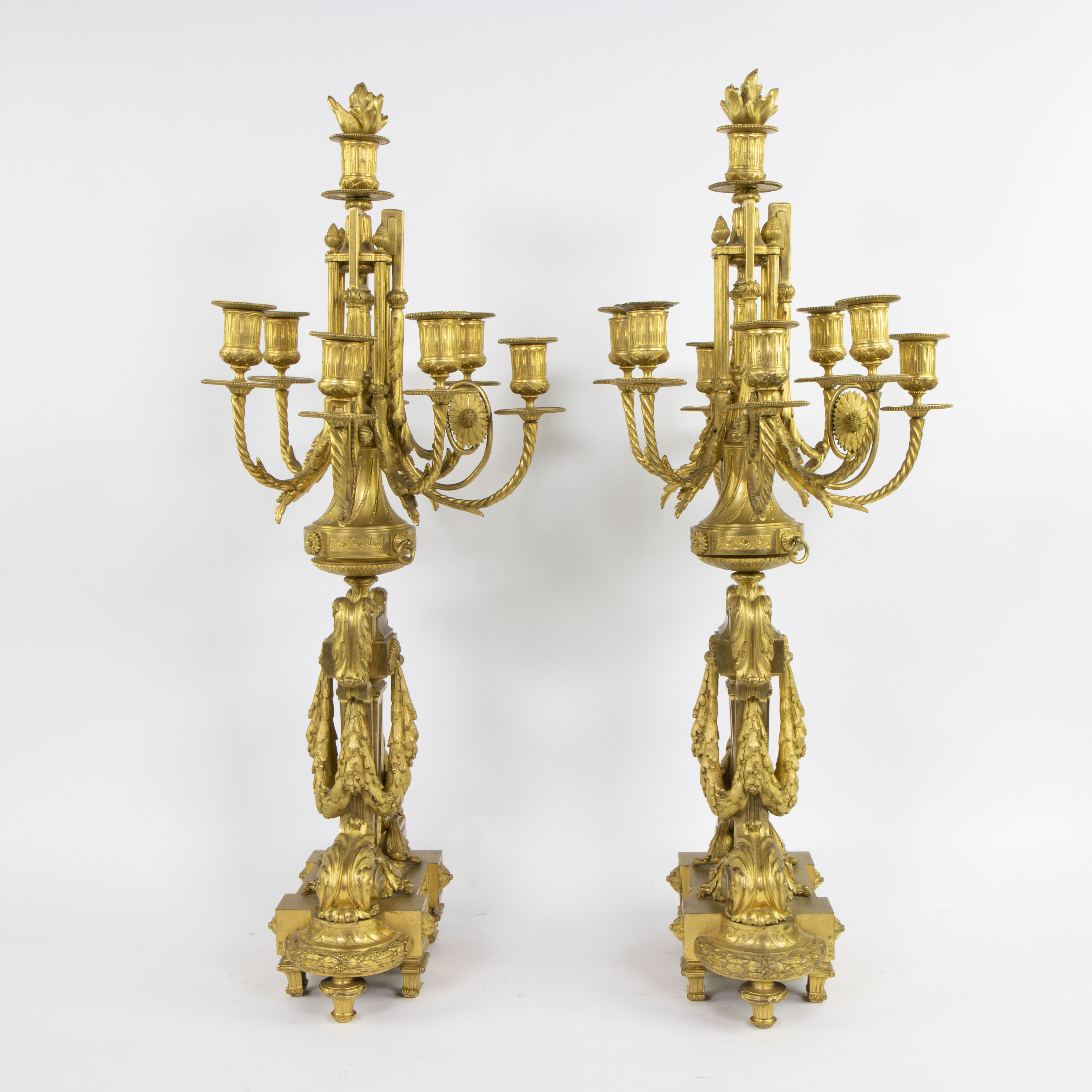 Mantel clock and candlesticks style Louis XV in gilded bronze Napoleon III period "Oudin in Marseill - Image 11 of 11