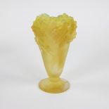 Daum vase in yellow pâte de verre, signed