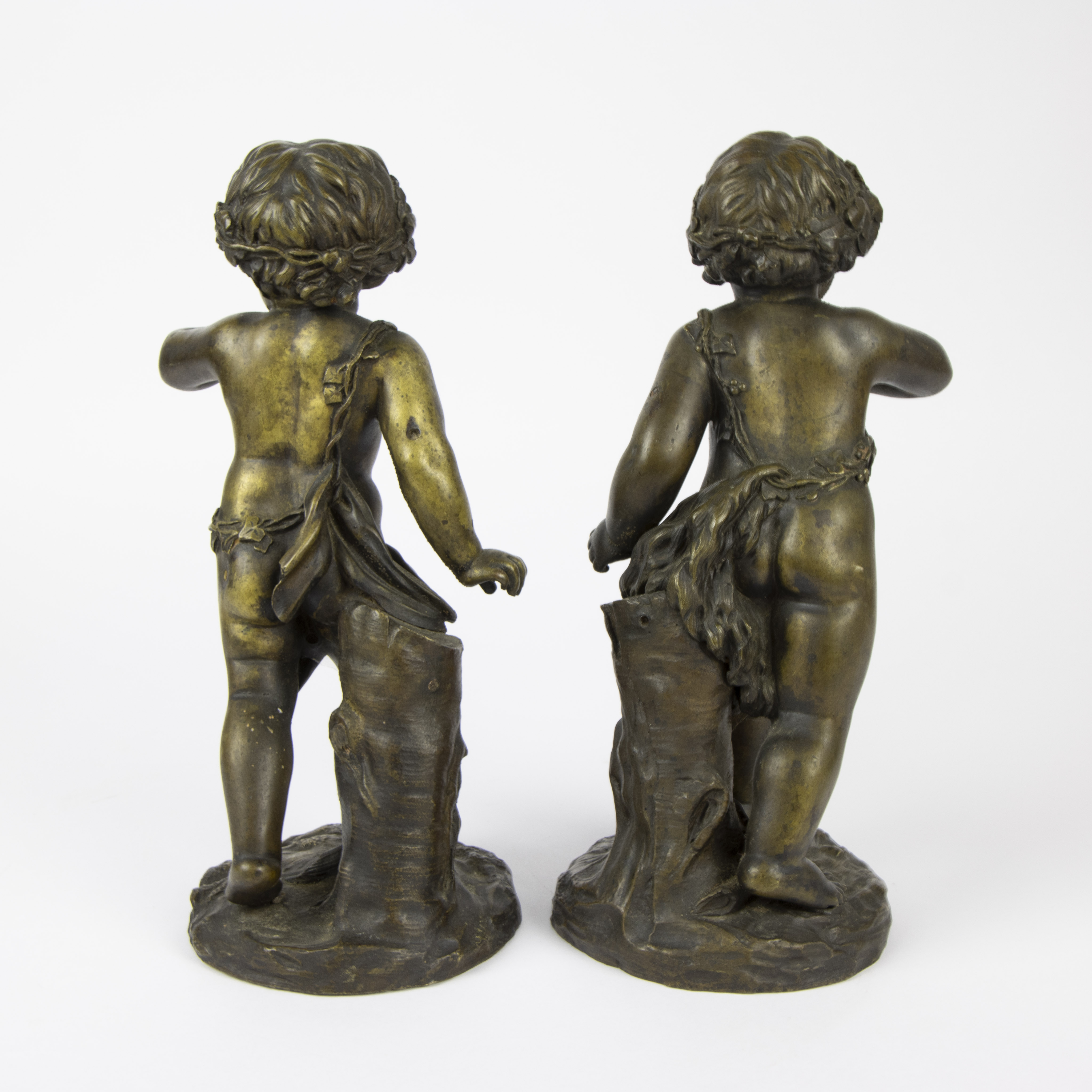 Pair of bronze putti, not signed - Image 3 of 5