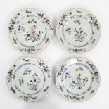 4 Chinese plates Qianlong, decor with lotus, peonies and insects on the edge, 18th century