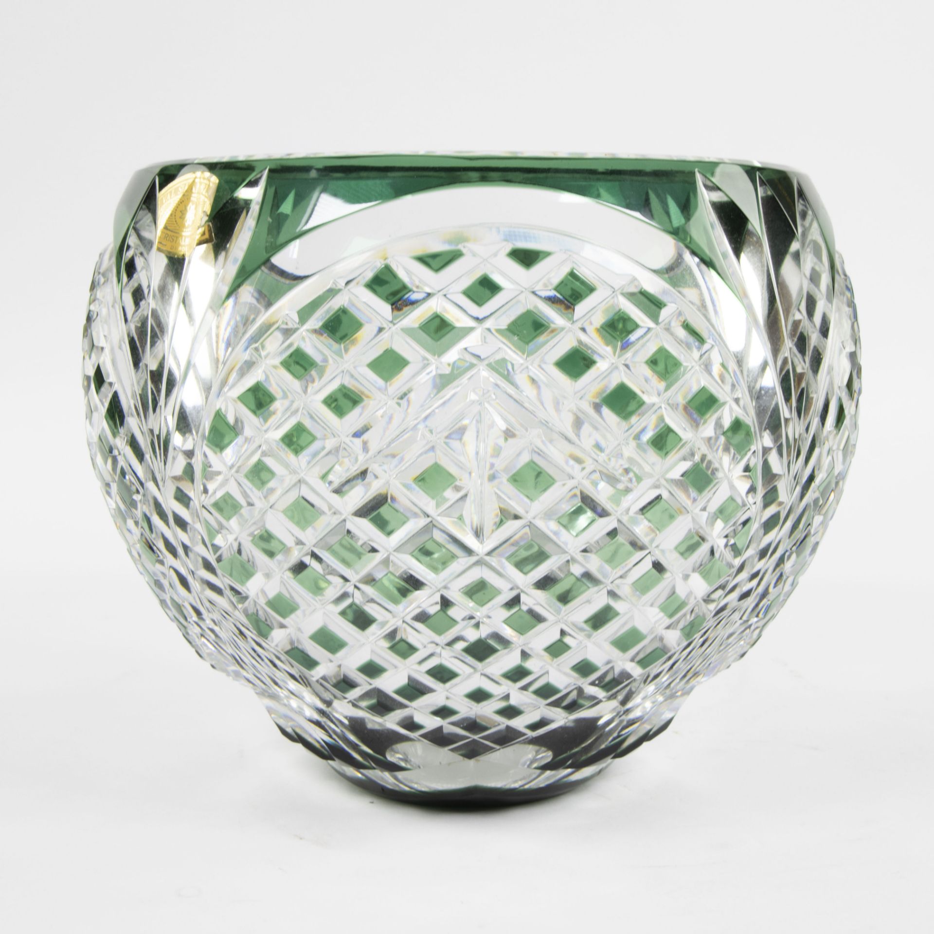 Val Saint Lambert double cut green cristal vase, signed VSL and numbered 63/1411 - Bild 3 aus 7