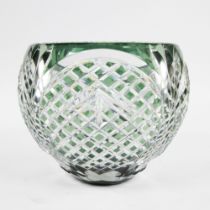 Val Saint Lambert double cut green cristal vase, signed VSL and numbered 63/1411