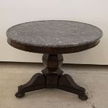French Empire round table with gray marble top