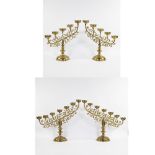 A collection of neo-gothic church candlesticks (4) in brass