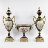 A Three-Piece Limoges garniture set, roundels signed A. Renzi.