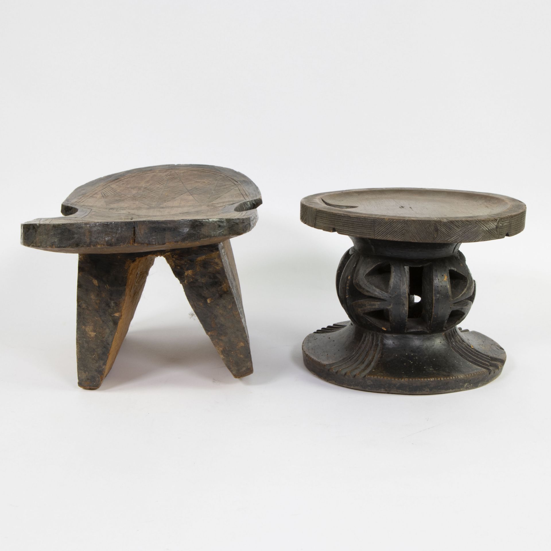 2 African stools including Mangbetu (portable on the belt) Democratic Republic of Congo - Bild 4 aus 5