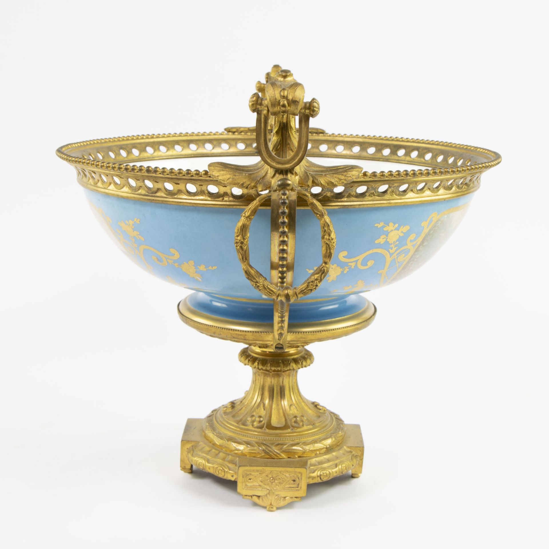 Napoleon III Sévres porcelain centerpiece coupe in gilded bronze , France 1870 - Bild 4 aus 9