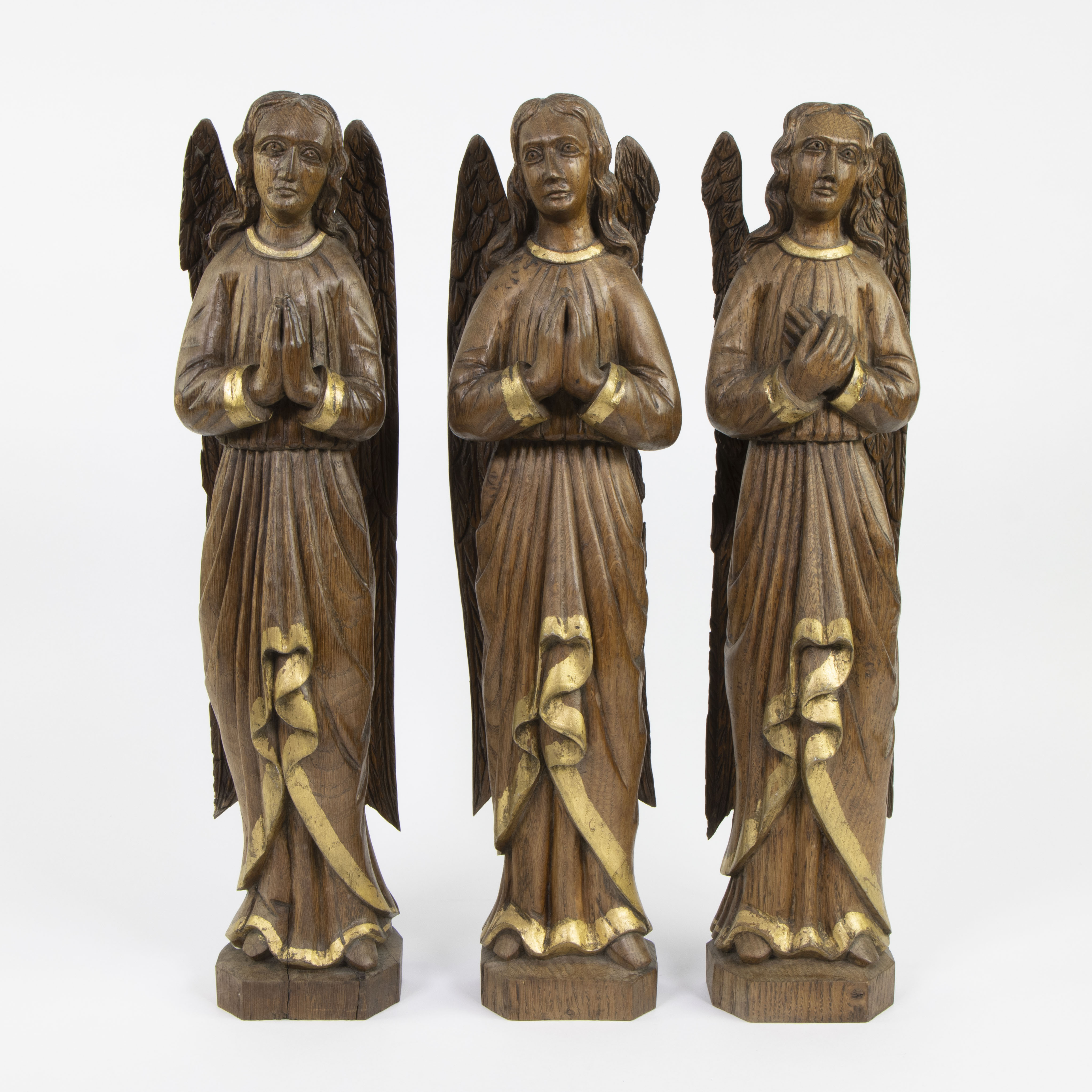 Lot of 3 19th century wooden angels