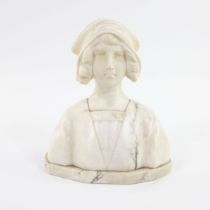 Marble bust of young lady, not signed