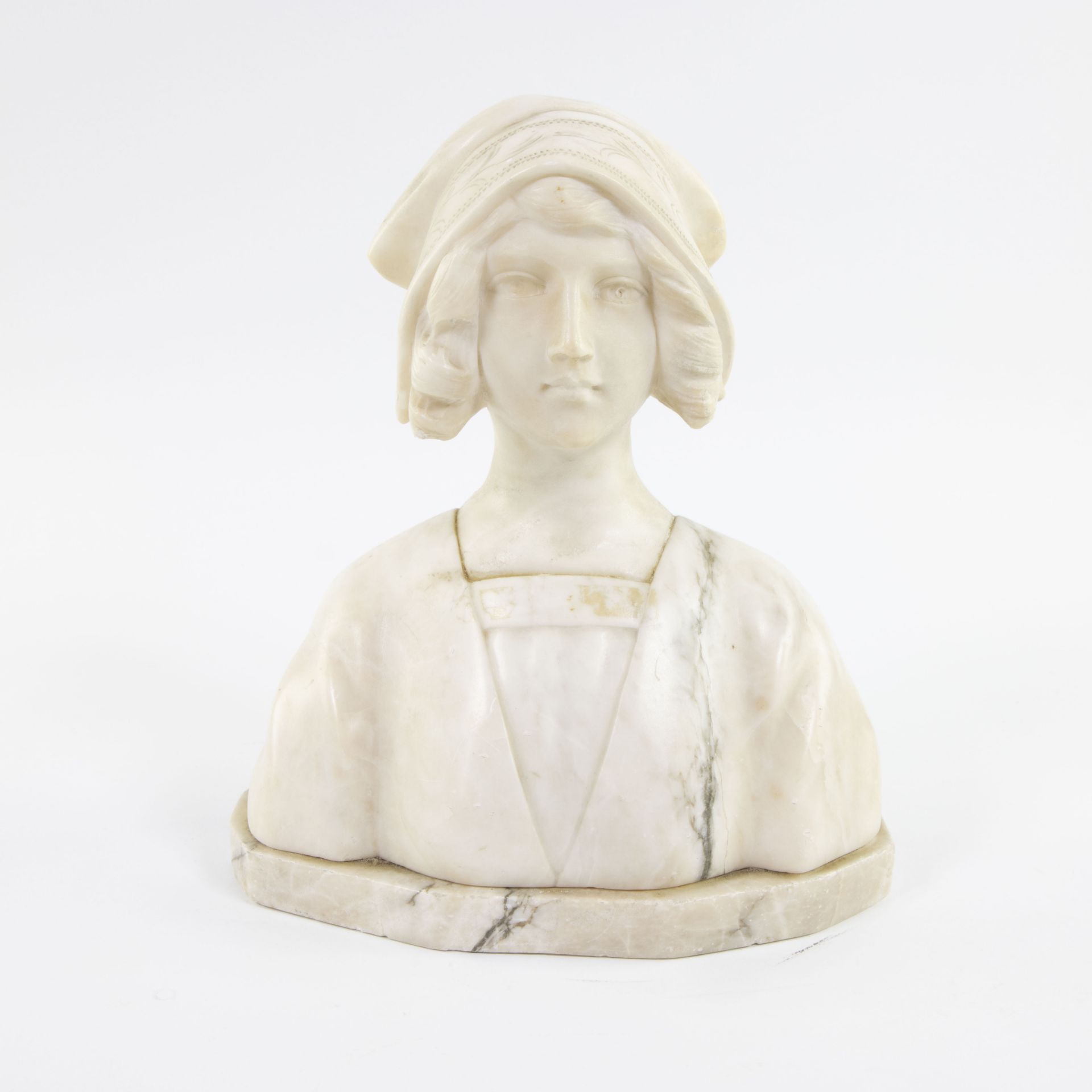 Marble bust of young lady, not signed