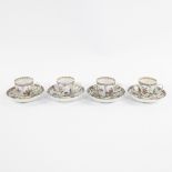4 Chinese cups and saucers 18th century decor famille rose/ mandarin