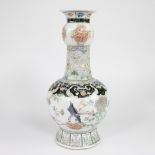 Chinese 'garlic shaped' vase floral decor with birds 19/20th century