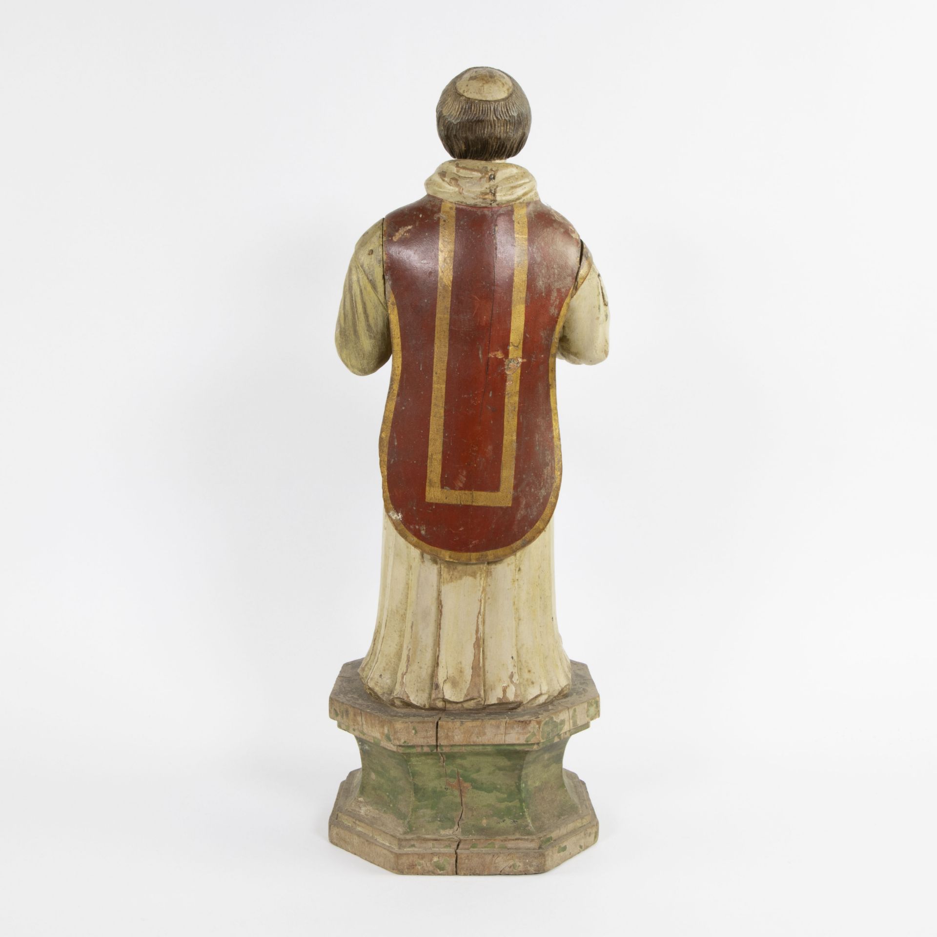 Wooden statue of a Saint with original polychrome 18th century - Bild 3 aus 4