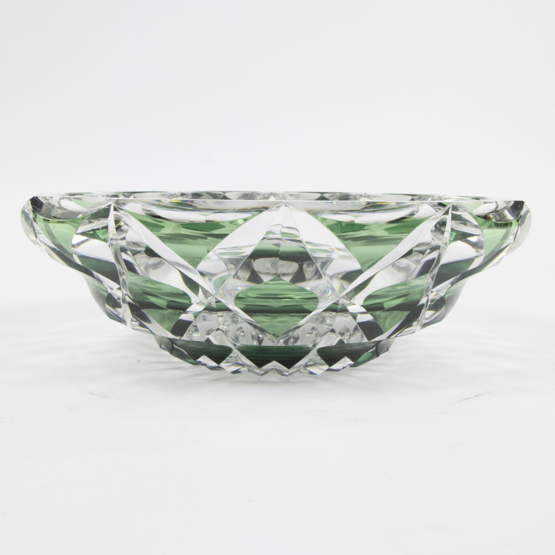 Val Saint Lambert double cut green crystal bowl, signed - Bild 3 aus 8