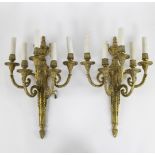 2 bronze wall fixtures Maison Richoux Brussels circa 1960