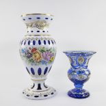 Lot of 2 Bohemian vases enamelled glassware