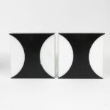 Raak Wall Lamps Model Ludiek, Opal glass with black metal screen.