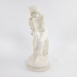 Alabaster statue of a dreaming girl, not drawn