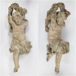 Pair of large Flemish baroque angels around 1700