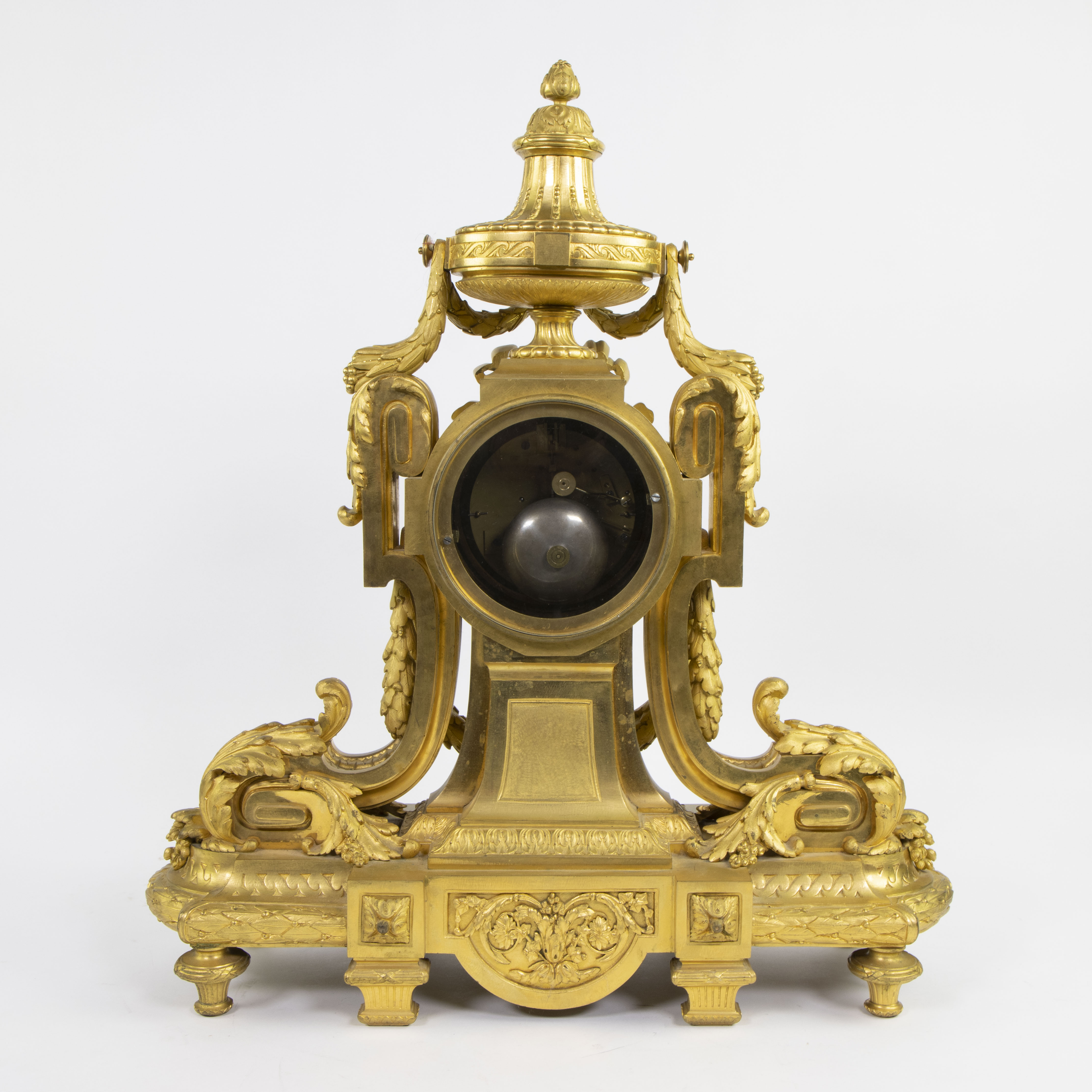 Mantel clock and candlesticks style Louis XV in gilded bronze Napoleon III period "Oudin in Marseill - Image 5 of 11