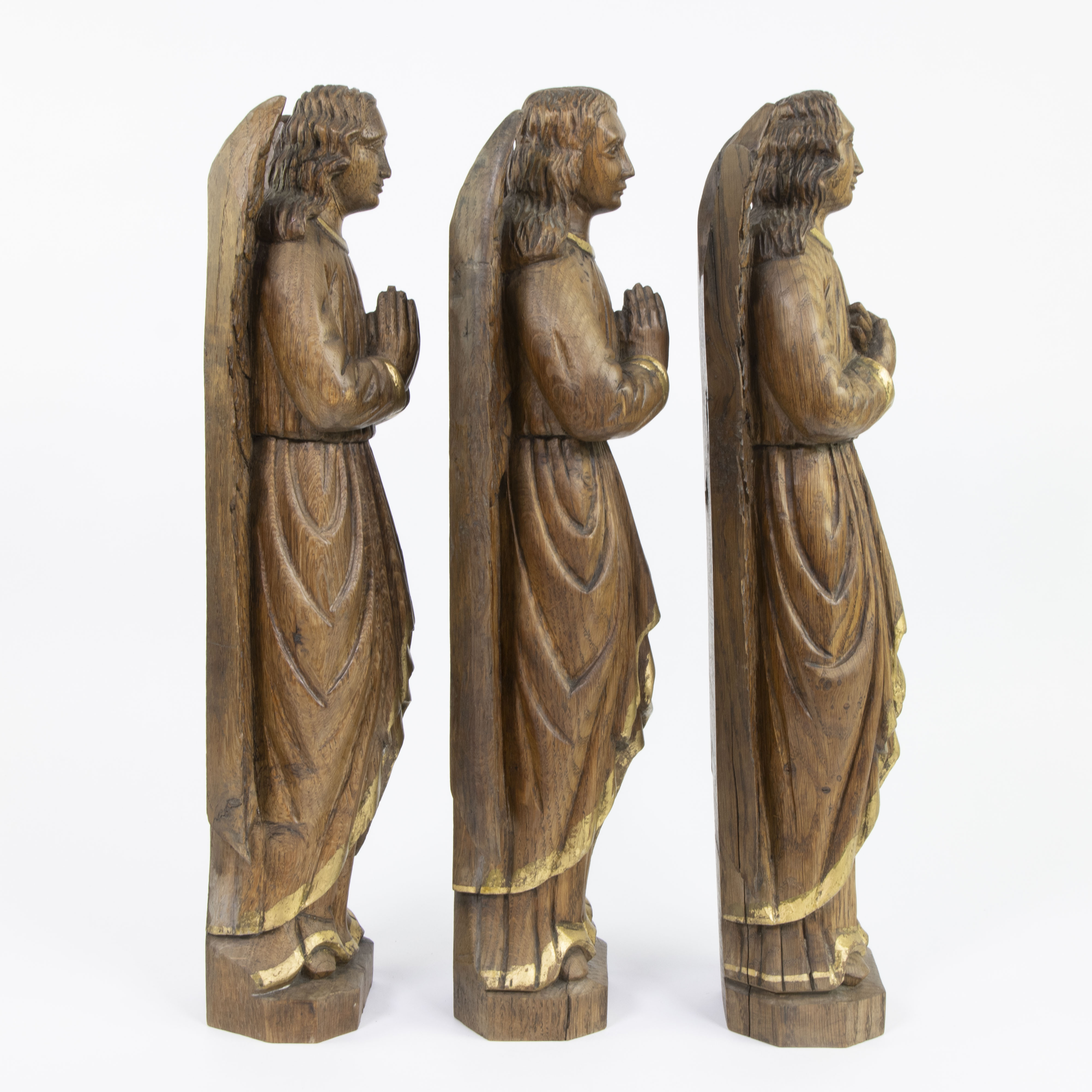 Lot of 3 19th century wooden angels - Image 4 of 5