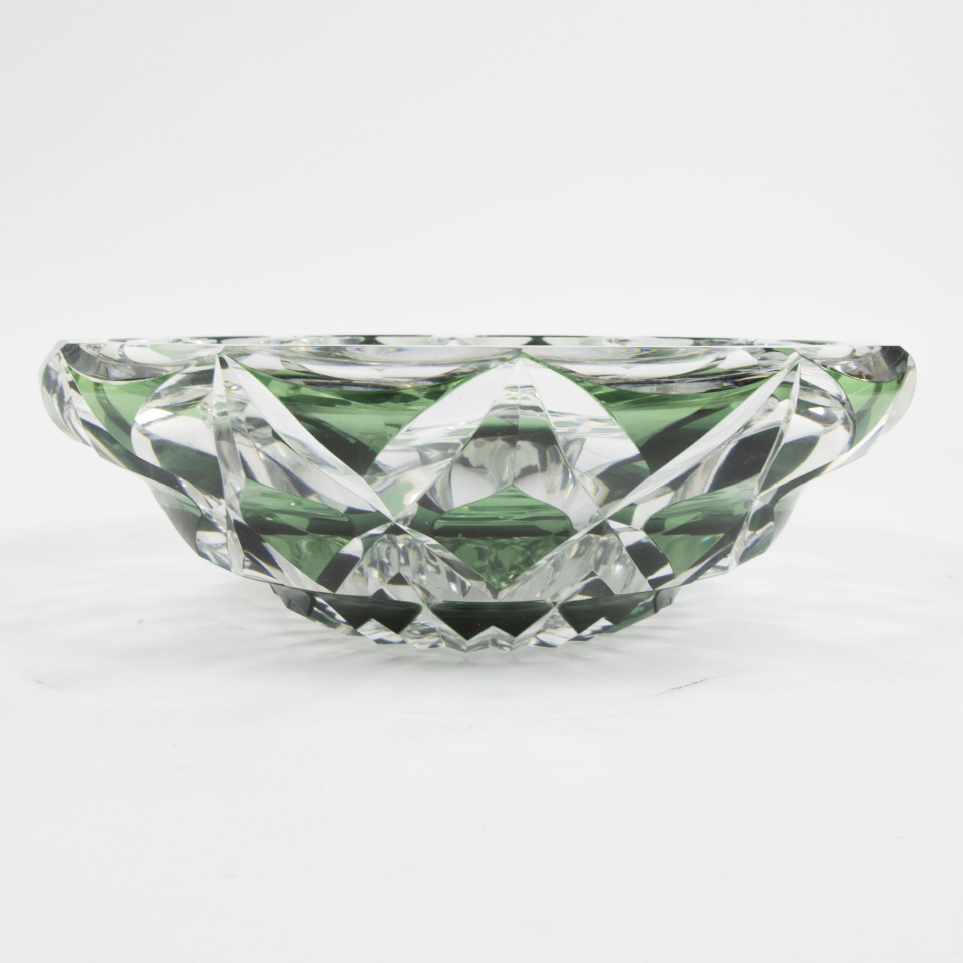 Val Saint Lambert double cut green crystal bowl, signed - Bild 5 aus 8