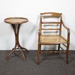 Collection of a Thonet side table and beguinage armchair