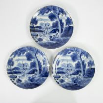 3 Delft plates 18th century