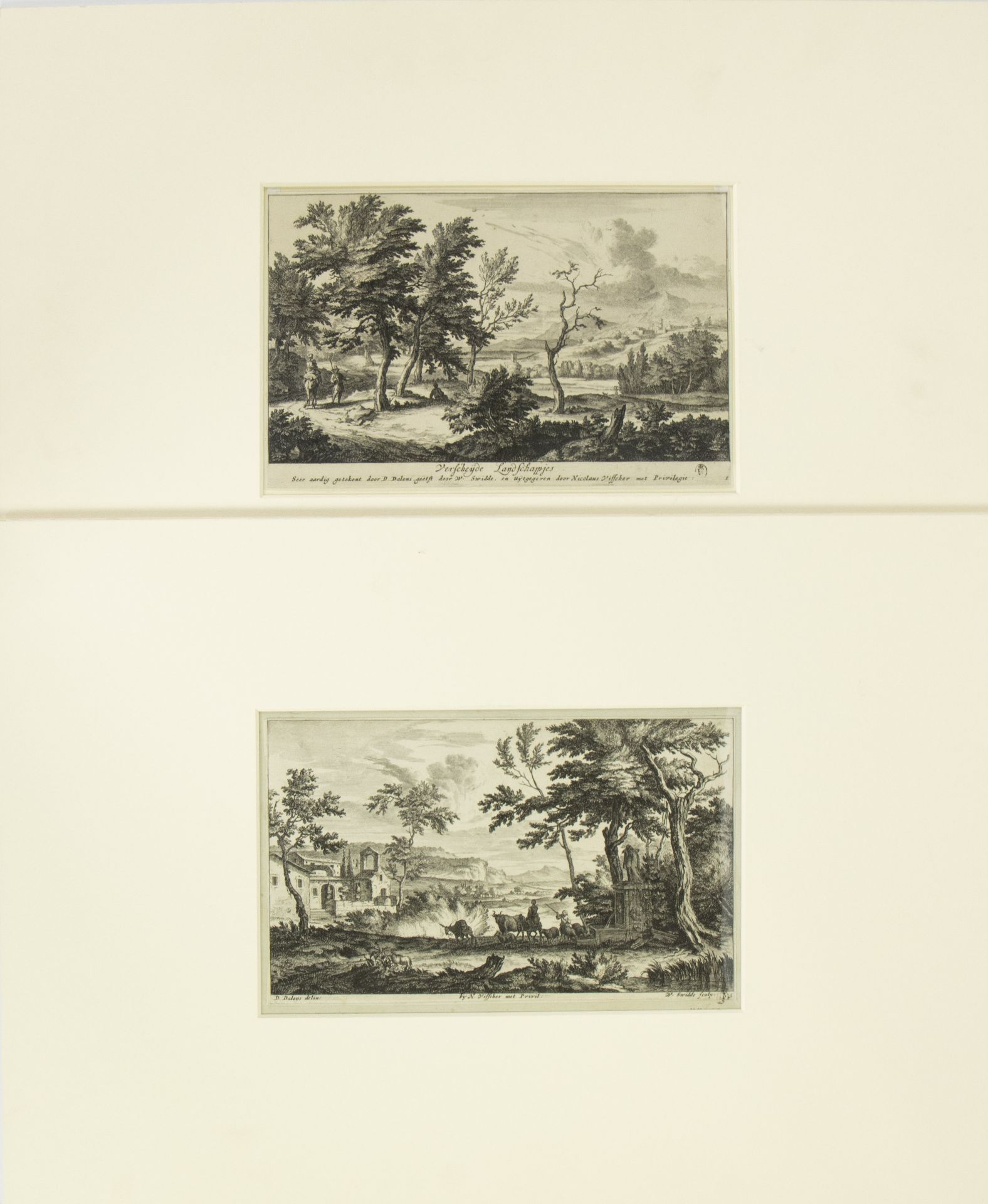 6 landscapes with collection stamp 1660-1687 by Friedrich August Van Saksen