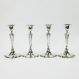 4 silver candlesticks, with hallmarks, English